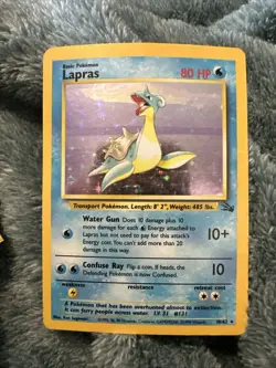 Lapras Pokemon Fossil Rare Card with Protective Sleeve, Fast Shipping - Image 1