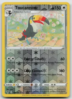 Reverse Holo Toucannon 145/185 SWSH04: Vivid Voltage Rare Pokemon TCG Card - Image 1