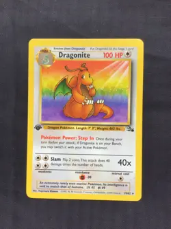 Pokemon Cards: Fossil 1st Edition Rare: Dragonite 19/62 - Image 1