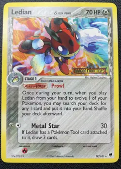 Pokemon Ledian 18/101 STAMPED EX Dragon Frontiers Holo LP/MP (Print Line Error) - Image 1