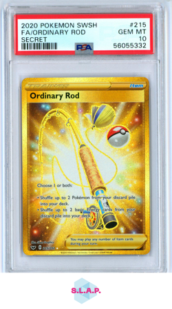 ORDINARY ROD POKEMON 215 2020 SWORD & SHIELD BASE GOLD FULLART ENGLISCH PSA 10 - Image 1