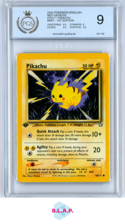 PIKACHU POKEMON 70 2000 NEO GENESIS 1ST ED. NON HOLO ENGLISCH PGS 9 - Image 1