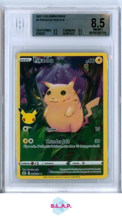 PIKACHU HOLO R 2021 POKEMON CELEBRATIONS 005 BGS 8.5 - Image 1