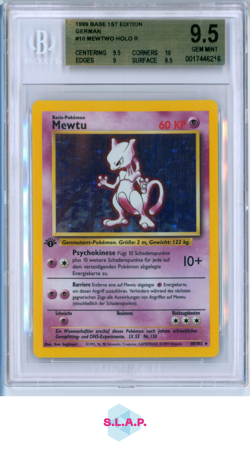 MEWTWO HOLO R 1999 POKEMON BASE 1ST EDITION GERMAN 10 BGS 9.5 - Image 1