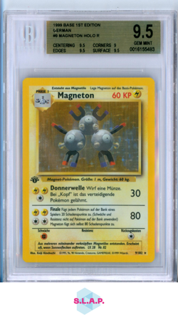MAGNETON HOLO R 1999 POKEMON BASE 1ST EDITION GERMAN 9 BGS 9.5 - Image 1