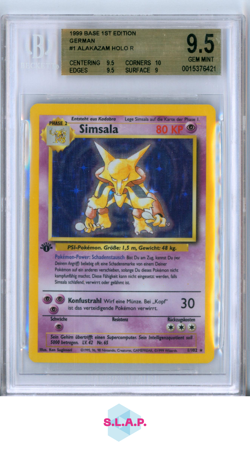 ALAKAZAM HOLO R 1999 POKEMON BASE 1ST EDITION GERMAN 1 BGS 9.5 - Image 1