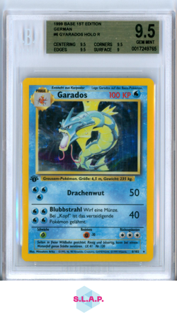 GYARADOS HOLO R 1999 POKEMON BASE 1ST EDITION GERMAN 6 BGS 9.5 - Image 1