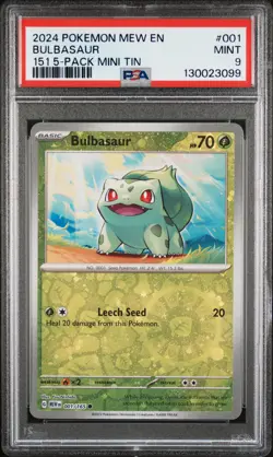 2024 POKEMON MEW EN-151 151 5-PACK MINI TIN #001 BULBASAUR PSA 9 - Image 1