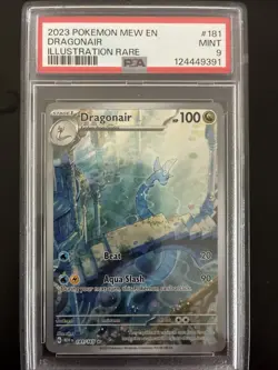 2023 POKEMON SV 151 - MEW EN #181/165 DRAGONAIR ILLUSTRATION RARE PSA 9 - Image 1