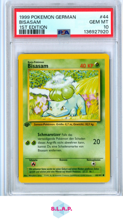 BISASAM 1ST EDITION POKEMON GERMAN 1999 44 PSA 10 - Image 1