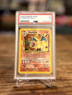 Vintage 1999 Pokemon Base Set Charizard Holo #4 PSA 1 - Image 1