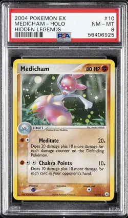 2004 POKEMON EX HIDDEN LEGENDS #10 MEDICHAM-HOLO PSA 8 - Image 1