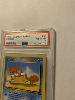 PSA 10 1999 Pokemon Fossil Krabby Unlimited Series 51/62 Minor Defect On Slab - Image 3