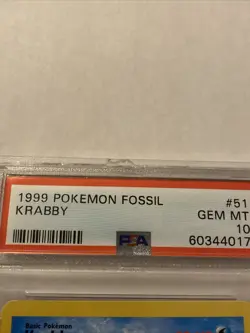 PSA 10 1999 Pokemon Fossil Krabby Unlimited Series 51/62 Minor Defect On Slab - Image 4