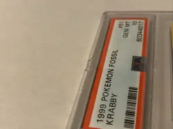 PSA 10 1999 Pokemon Fossil Krabby Unlimited Series 51/62 Minor Defect On Slab - Image 5