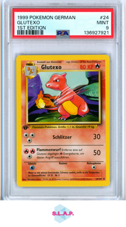 GLUTEXO 1ST EDITION POKEMON GERMAN 1999 24 PSA 9 - Image 1