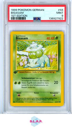BISASAM 1ST EDITION POKEMON GERMAN 1999 44 PSA 9 - Image 1