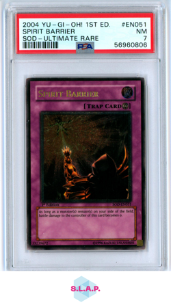 SPIRIT BARRIER SOD-ULTIMATE RARE YU-GI-OH! SOD-SOUL OF THE DUE 2004 EN051 PSA 7 - Image 1
