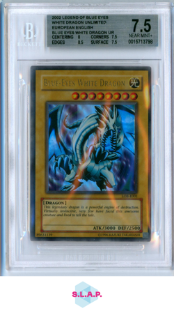 BLUE EYES WHITE DRAGON UR 2002 YU-GI-OH LEGEND GUN EUR EN LOBE001 BGS 7.5 - Image 1