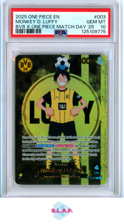 MONKEY D. LUFFY ONE PIECE EN ST13-003 2025 BVB X ONE PIECE MATCHDAY 25 EN PSA 10 - Image 1