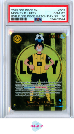 MONKEY D. LUFFY BVB X ONE PIECE MATCH DAY '25 ONE PIECE PROMOS 2025 003 PSA 10 - Image 1