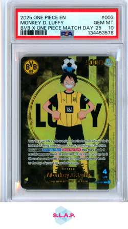 MONKEY D. LUFFY BVB X ONE PIECE MATCH DAY '25 ONE PIECE PROMOS 2025 003 PSA 10 - Image 1