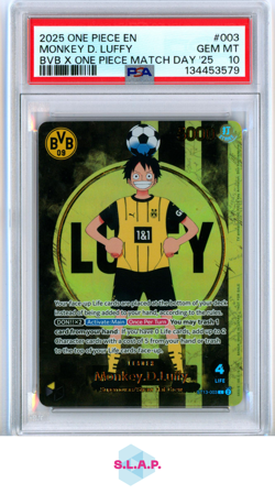 MONKEY D. LUFFY BVB X ONE PIECE MATCH DAY '25 ONE PIECE PROMOS 2025 003 PSA 10 - Image 1