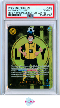 MONKEY D. LUFFY BVB X ONE PIECE MATCH DAY '25 ONE PIECE PROMOS 2025 003 PSA 10 - Image 1