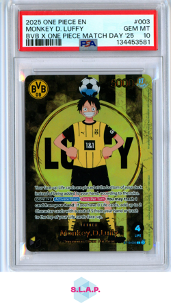 MONKEY D. LUFFY BVB X ONE PIECE MATCH DAY '25 ONE PIECE PROMOS 2025 003 PSA 10 - Image 1