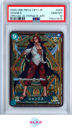 SHANKS SPECI4L ALT ART ONE PIECE JAP OP11-A FIST OF DIVINE SPEED 2025 004 PSA 10 - Image 1