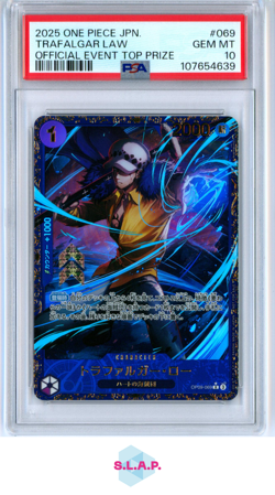 TRAFALGAR LAW OFFICIAL EVENT TOP PRIZE ONE PIECE JAPANESE PROMOS 2025 069 PSA 10 - Image 1