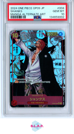 SHANKS MANGA ALT ART ONE PIECE JP OP09-EMPERORS IN THE NEW WORLD 2024 004 PSA 10 - Image 1