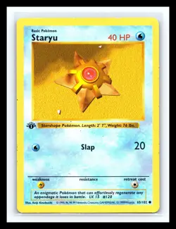 💥 STARYU 1st Edition Shadowless Base Set 1999 Pokemon TCG Non Holo # 65/102 - Image 1