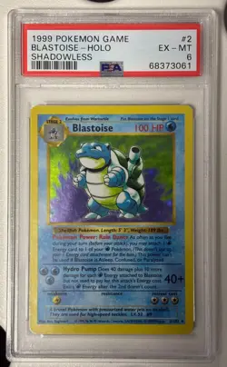 1999 Pokemon Shadowless Base Set Blastoise #2 PSA 6 - Image 1