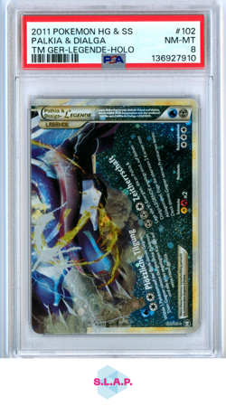 PALKIA & DIALGA TM GER-LEGENDE-HOLO POKEMON GER HEARTGO & SOULSIL 2011 102 PSA 8 - Image 1