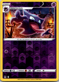 HAUNTER 065/196 LOST ORIGIN POKEMON (REVERSE HOLO, Near Mint NM) Uncommon - Image 1