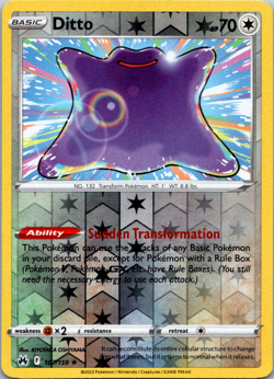 Ditto - 107/159 - Holo Rare - Reverse Holo Pokemon Crown Zenith NM Nintendo TCG - Image 1