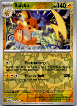 2023 POKEMON PALDEA EVOLVED RAICHU 064/193 REVERSE HOLO (UNCOMMON) Near Mint - Image 1