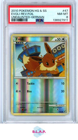 EVOLI-REV.FOIL UNDAUNTED-GER POKEMON HEARTGOLD & SOULSILVER 2010 47 PSA 8 - Image 1