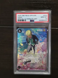 2025 Sanji ST14-003 SP Alt Art One Piece TCG Royal Blood OP10 ENGLISH PSA 10 - Image 1