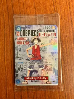 One Piece Monkey D Luffy College Basketball Voyage Promo Card SEALED RUTGERS - Image 1