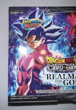 DRAGONBALL SUPER BOOSTER BOX SEALED CARD GAME REALM OF THE GODS CON 24 PACK - Image 3
