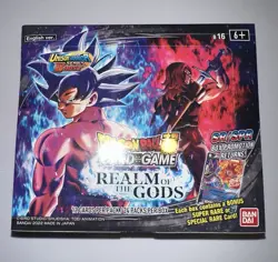 DRAGONBALL SUPER BOOSTER BOX SEALED CARD GAME REALM OF THE GODS CON 24 PACK - Image 4