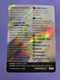 Spirit of Vengeance Red Hulk Marvel Heroclix L17-002 Legacy Card Smash & Destroy - Image 2