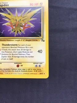 Pokemon Cards: Fossil 1st Edition Rare: Zapdos 30/62 - Image 4