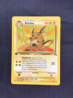Pokemon Cards: Fossil 1st Edition Rare: Raichu 29/62 - Image 1