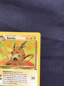 Pokemon Cards: Fossil 1st Edition Rare: Raichu 29/62 - Image 3
