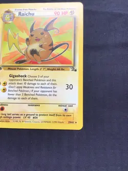 Pokemon Cards: Fossil 1st Edition Rare: Raichu 29/62 - Image 4