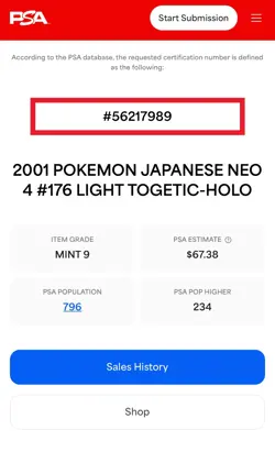 Light Togetic Japanese - PSA 9 - Neo Destiny Holo 176 - Pokemon - Image 4