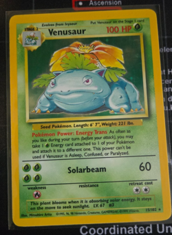 Venusaur Base set LP Pokemon #15/102 unlimited holo rare - Image 1